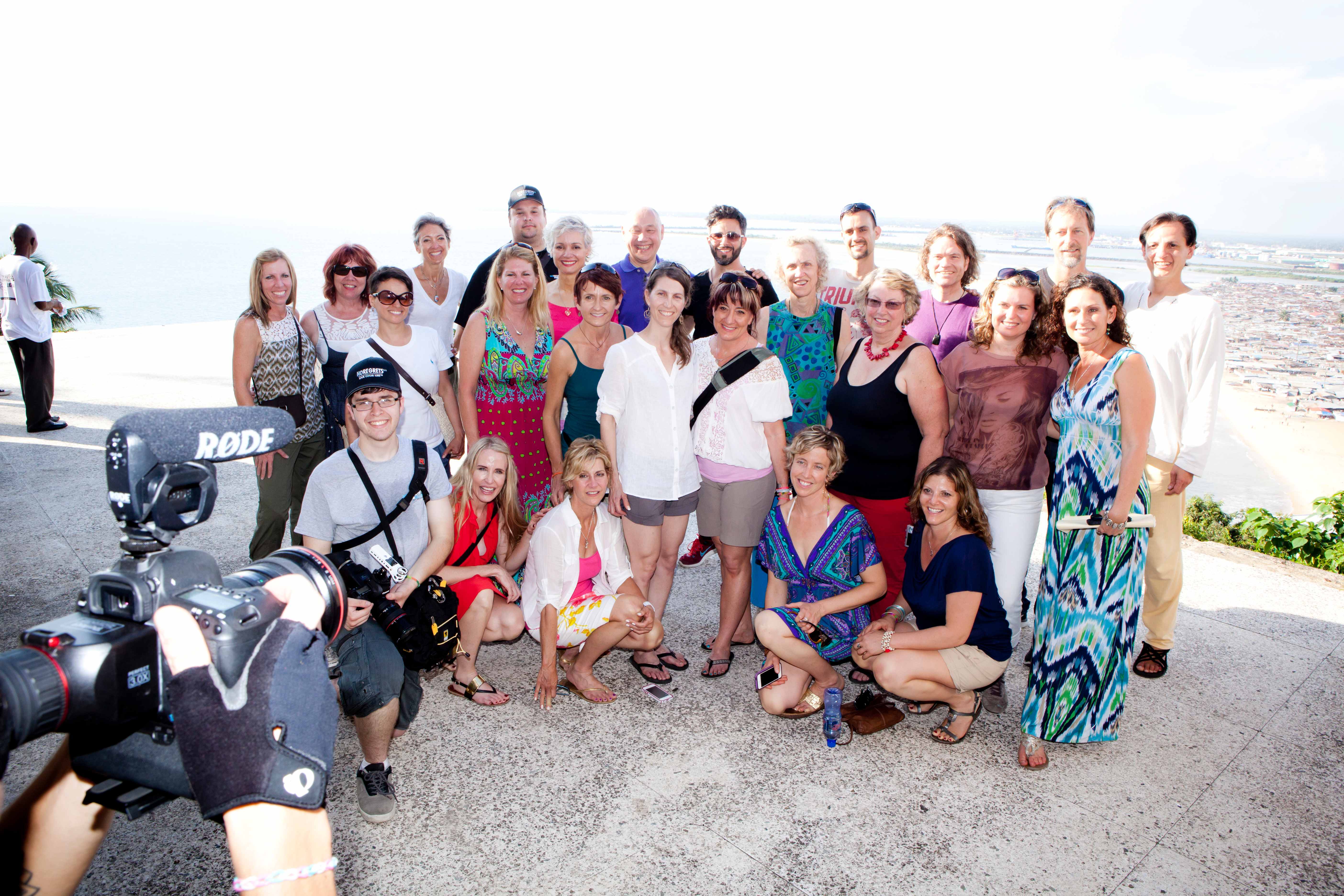 Retreat group photo at coastal location